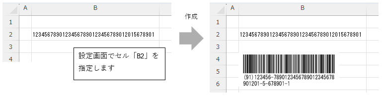 指定セルから作成