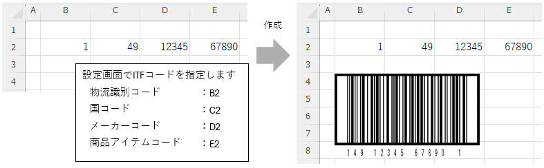 バーコード毎の項目から作成