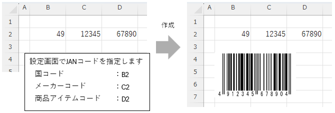 バーコード毎の項目から作成